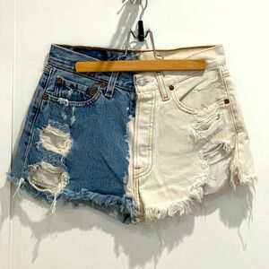 Vintage Levi’s 501 Two-Tone Reworked Cut Off Denim Shorts